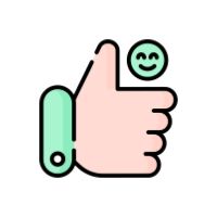 A thumb up and a smile face
